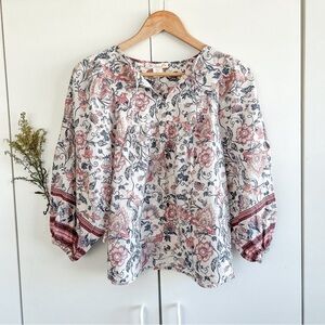 C&C California Floral Print Cotton Boho Top • Sz S